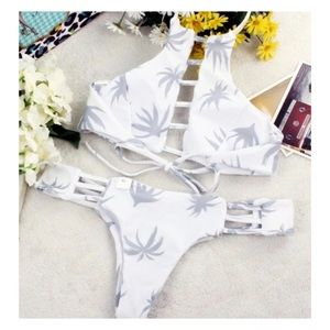 NEW !! White and Grey Palms Bikini Bottom ONLY 👙